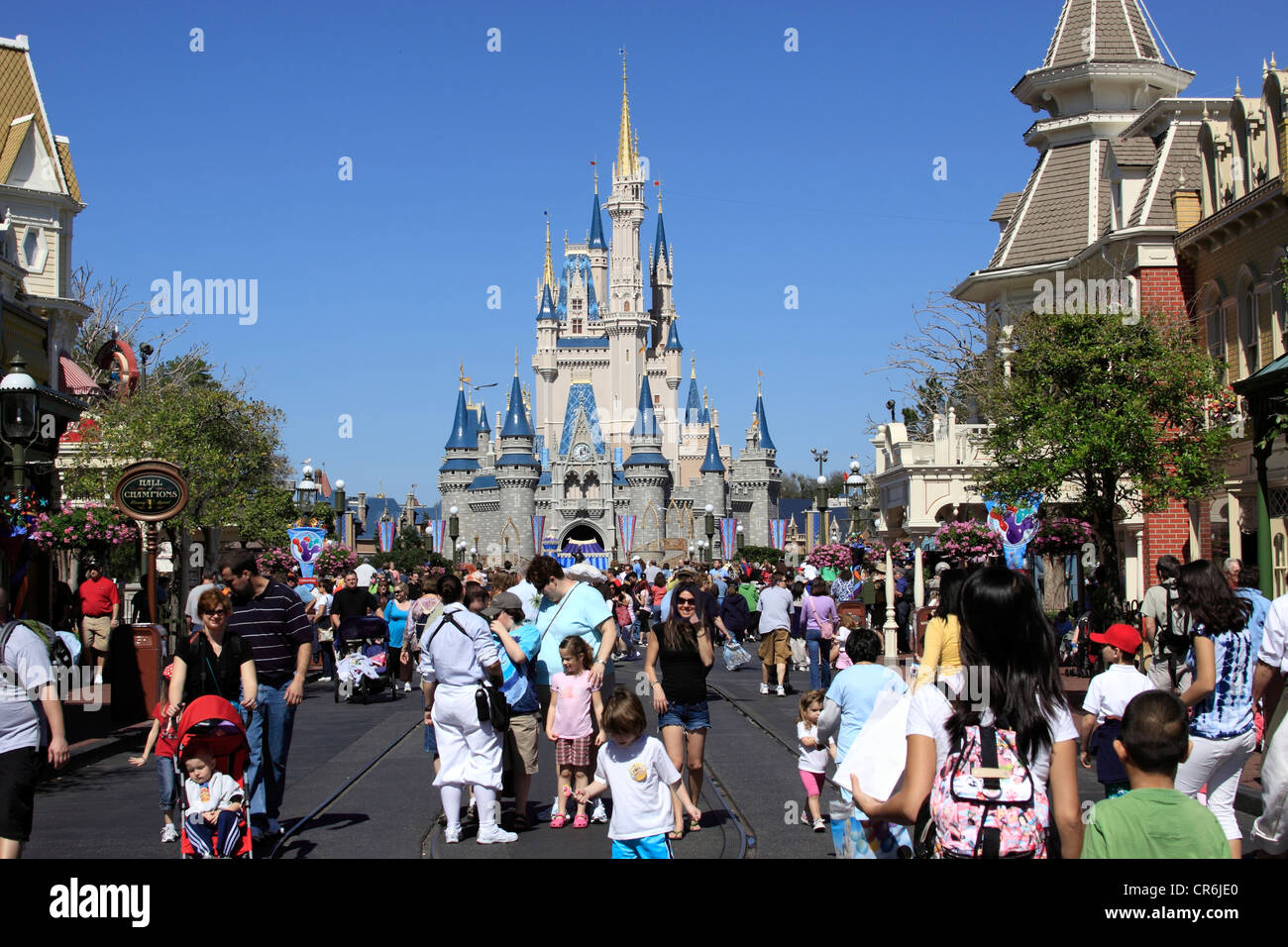 Vacanzieri presso il Walt Disney World Orlando in Florida Foto Stock
