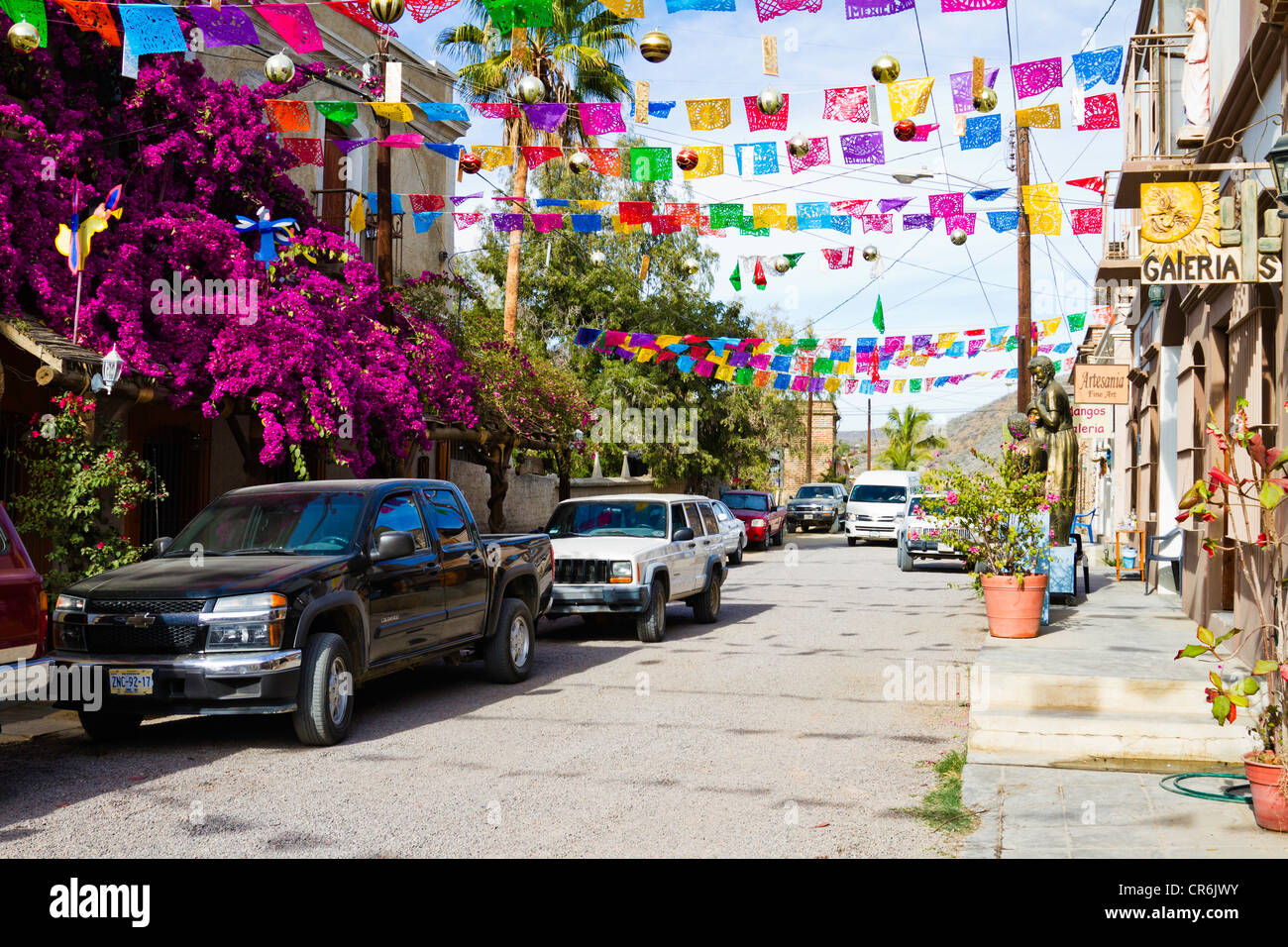 Scena di strada in 'Todos Santos' Baja Messico Foto Stock