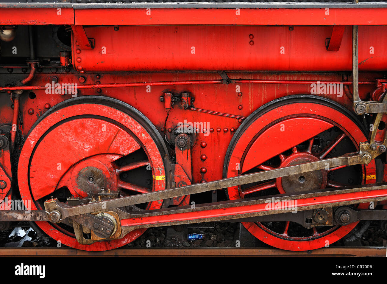 Ruote motrici di un quattro-accoppiatore hot locomotiva a vapore, ELNA 6 tipo dal 1930, Opere 9963 numero di Berlino Foto Stock