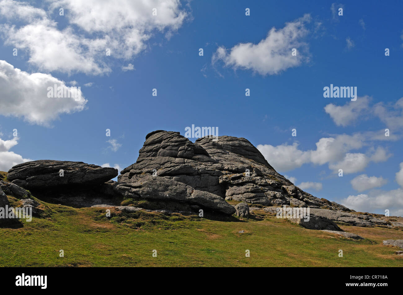 Haytor Viewpoint, grandi rocce di granito su una collina, Haytor Vale, Dartmoor Devon, Inghilterra, Regno Unito, Europa Foto Stock