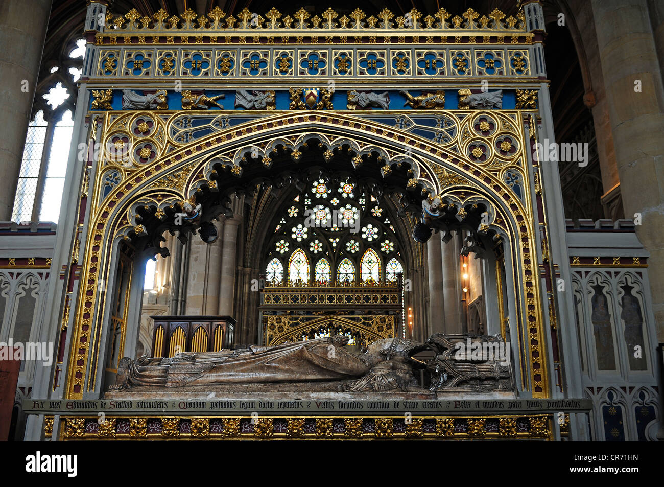Tomba di Edmund di Stafford, del secolo XIV, Vescovo di Exeter, Cattedrale di Exeter, del XIII secolo, Exeter Devon, Inghilterra Foto Stock