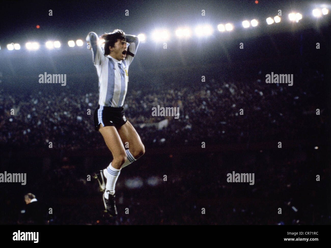 Passarella, Daniel, * 25,5.1953, calciatore argentino, full length, durante una partita di calcio, Coppa del mondo 1978, Foto Stock