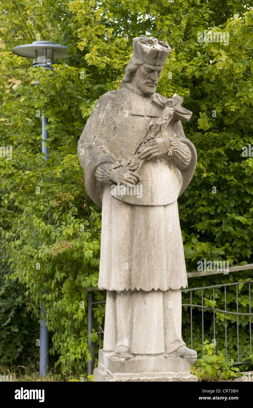 Giovanni di Nepomuk, circa 1350 - 20.3.1393, sacerdote e martire ceco, santo, statua di Ebermannstadt, Svizzera francone, Germania, Foto Stock