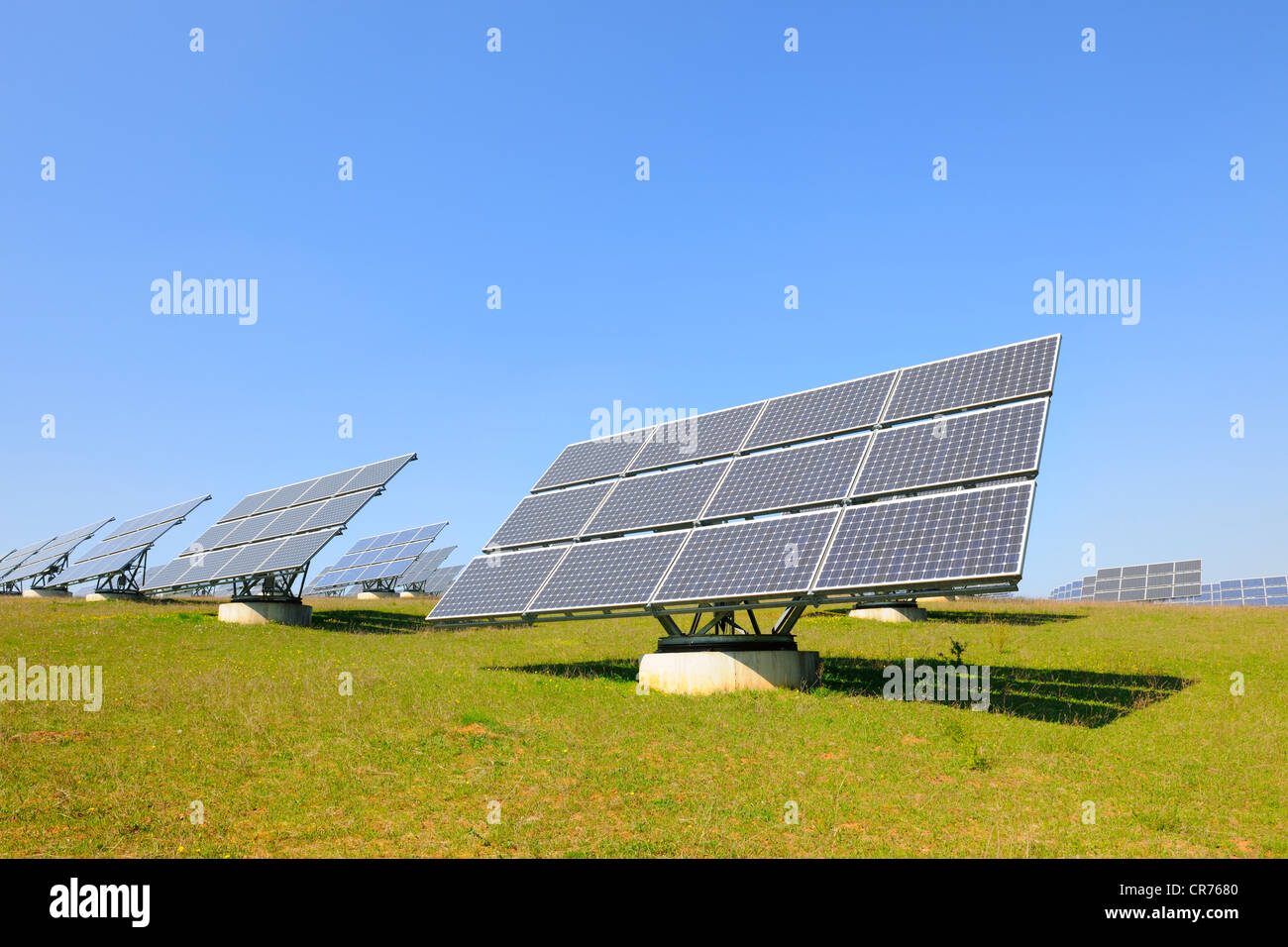 Impianto fotovoltaico, pannelli solari Foto Stock
