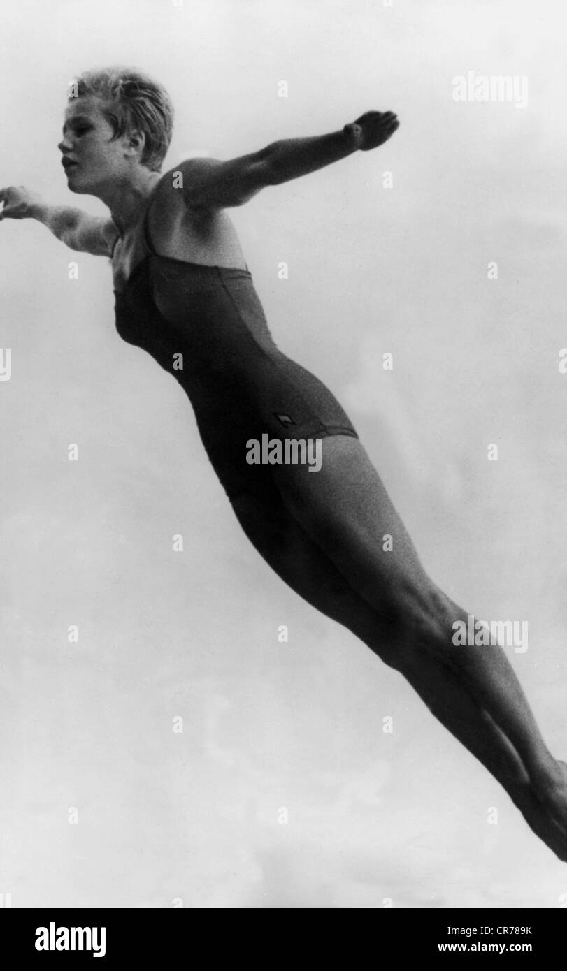Kraemer-Gulbin, Ingrid, * 29.7.1943, Subacqueo Tedesco, Salto, Campionato Europeo, Lipsia, 27.8.1962, Foto Stock