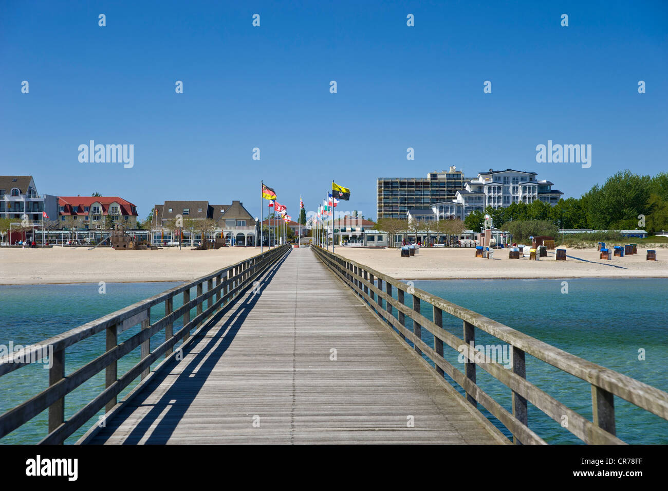 Spiaggia del sud del molo, Grossenbrode, Mar Baltico, Schleswig-Holstein, Germania, Europa Foto Stock