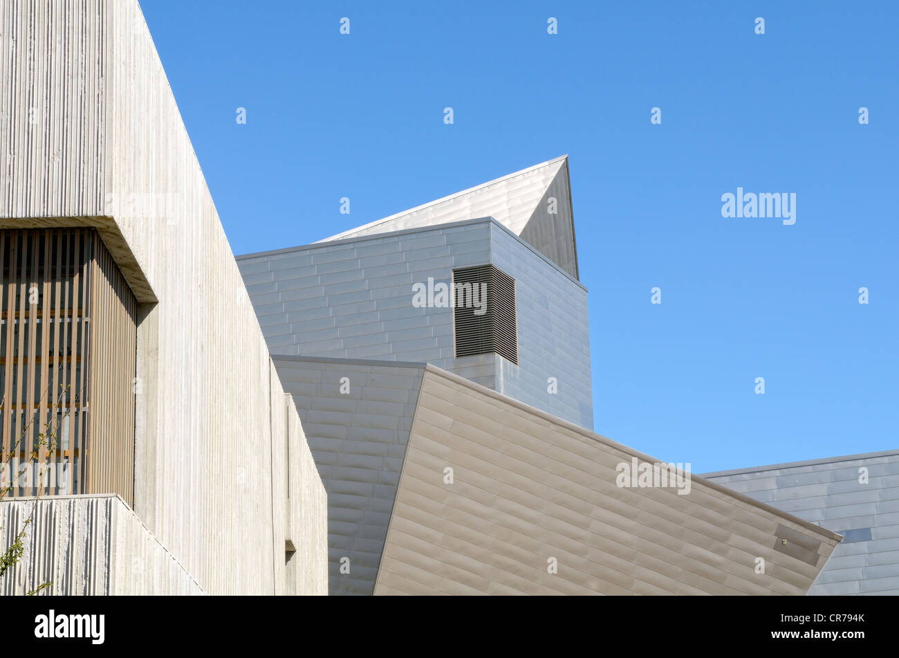 Architettura di cubi, tetti, Civic Center complesso culturale, Denver, Colorado, Stati Uniti d'America, PublicGround Foto Stock