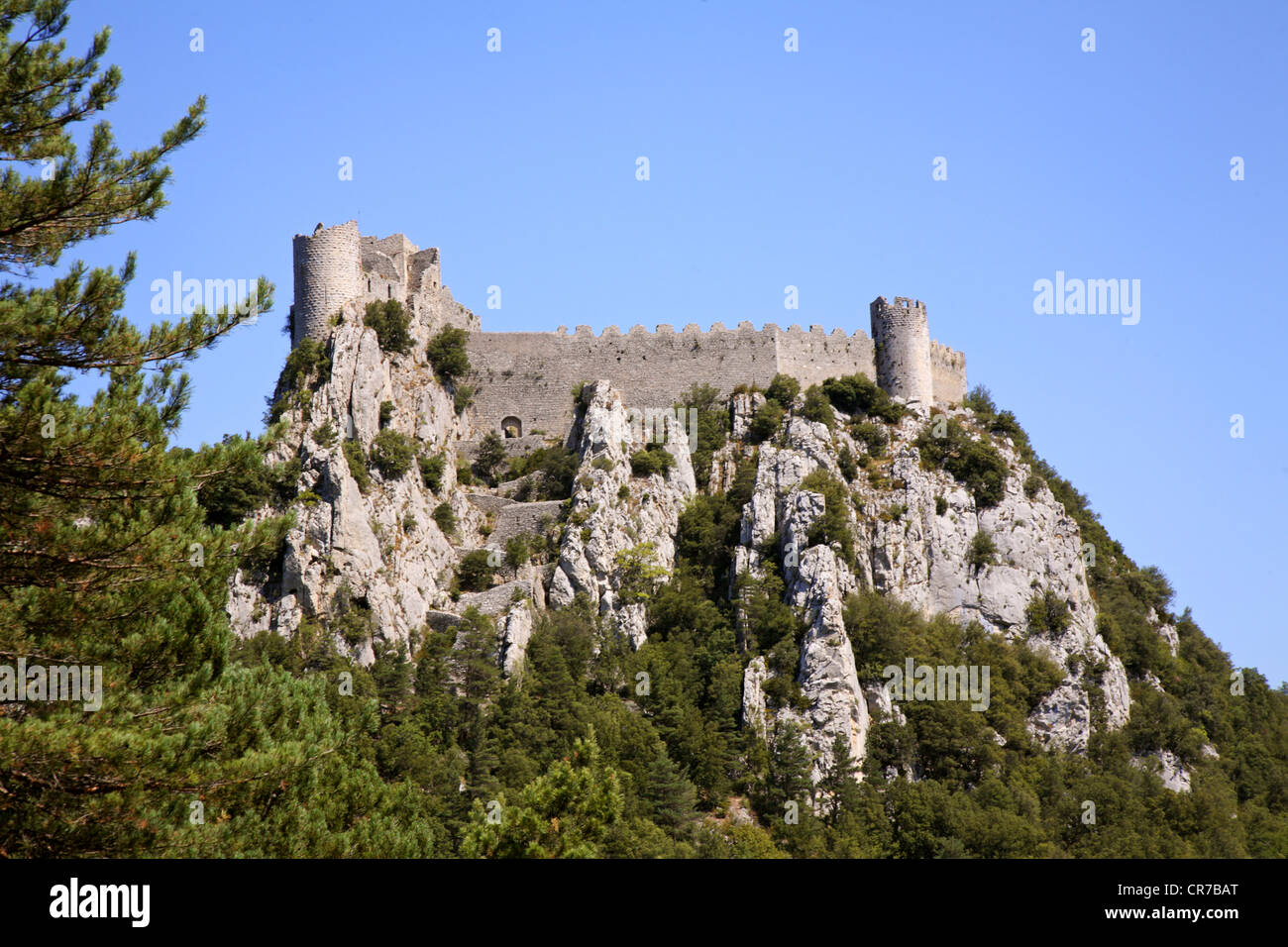Francia, Aude, Puilaurens, XII secolo il castello cataro Foto Stock