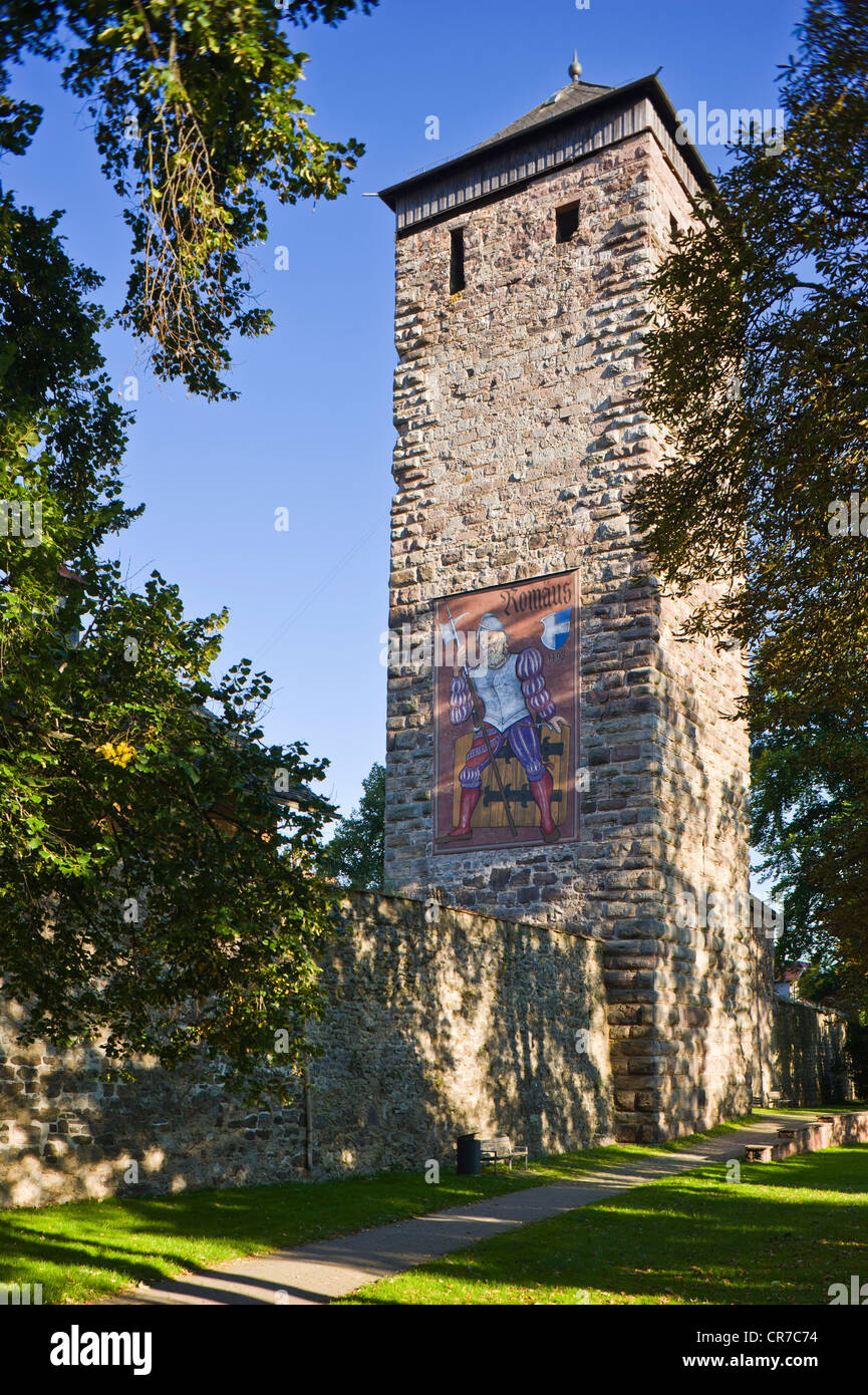 Romaeusturm o Diebsturm torre in Villingen, Villingen-Schwenningen, Foresta Nera, Baden-Wuerttemberg, Germania, Europa Foto Stock
