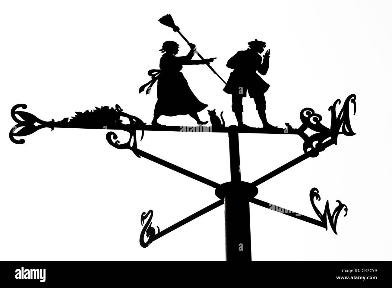 Weathervane da una serie raffigurante il poema di Robert Burns Tam o' Shanter sul percorso del poeta al Museo della Casa natale, Alloway, Scozia, Regno Unito Foto Stock