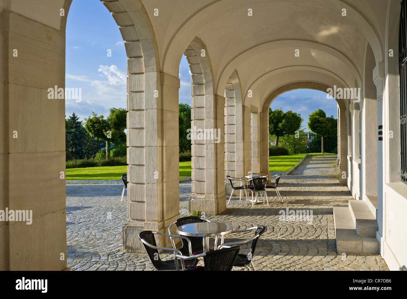 Arcade a Schiller National Museum, Marbach am Neckar, valle del Neckar, Baden-Wuerttemberg, Germania, Europa Foto Stock