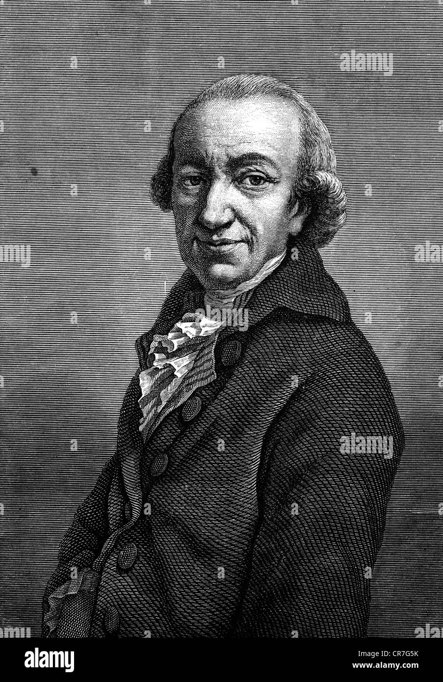 Wieland Christoph Martin, 5.9.1733 - 20.1.1813, autore tedesco / scrittore, poeta, a mezza lunghezza e incisione su legno dopo una incisione su rame di J. F. Bause, dopo un dipinto di Anton Graff (1794), artista del diritto d'autore non deve essere cancellata Foto Stock