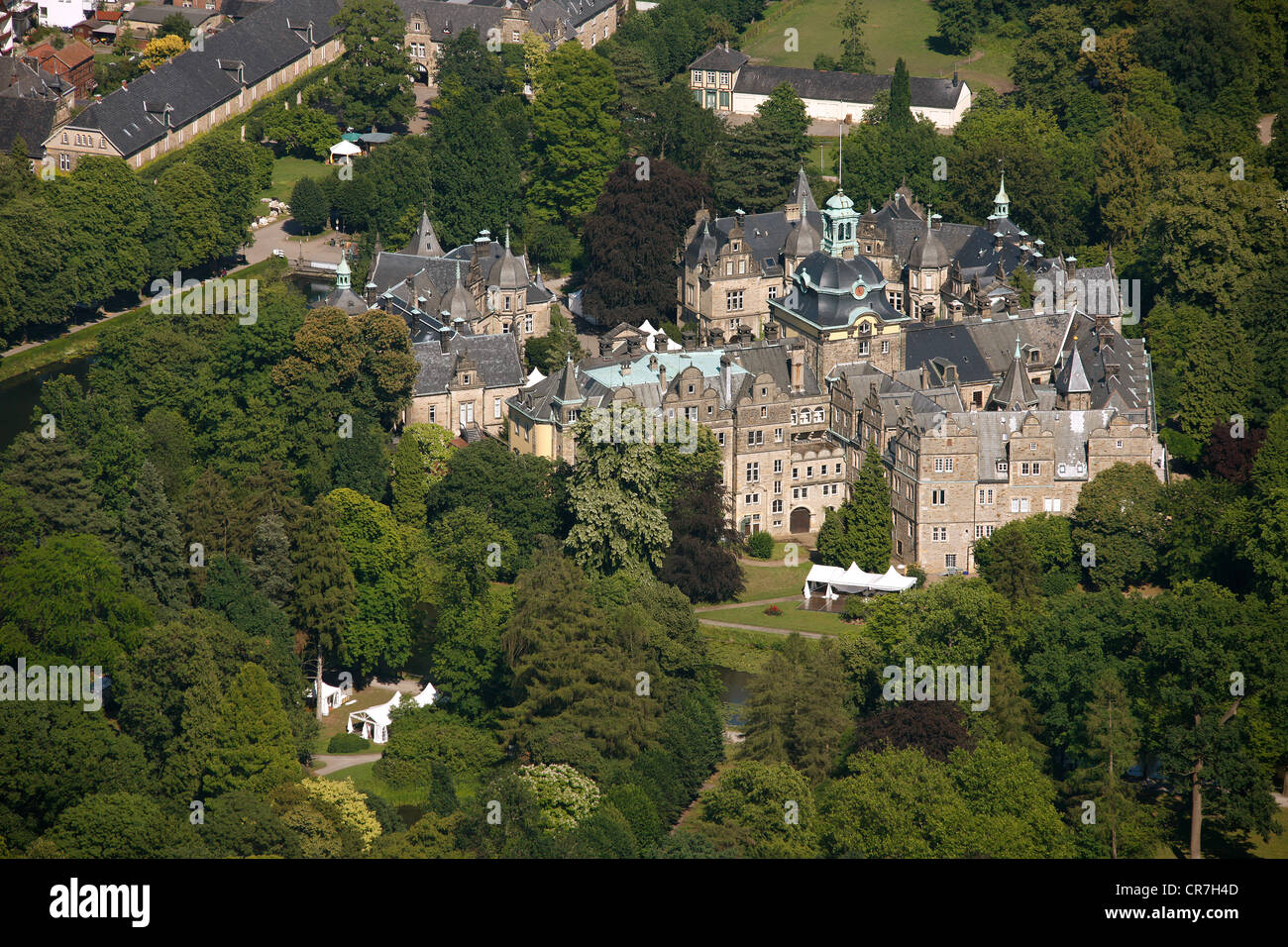 Vista aerea, Bueckeburg castello, quartiere di Schaumburg, Bassa Sassonia, Germania, Europa Foto Stock