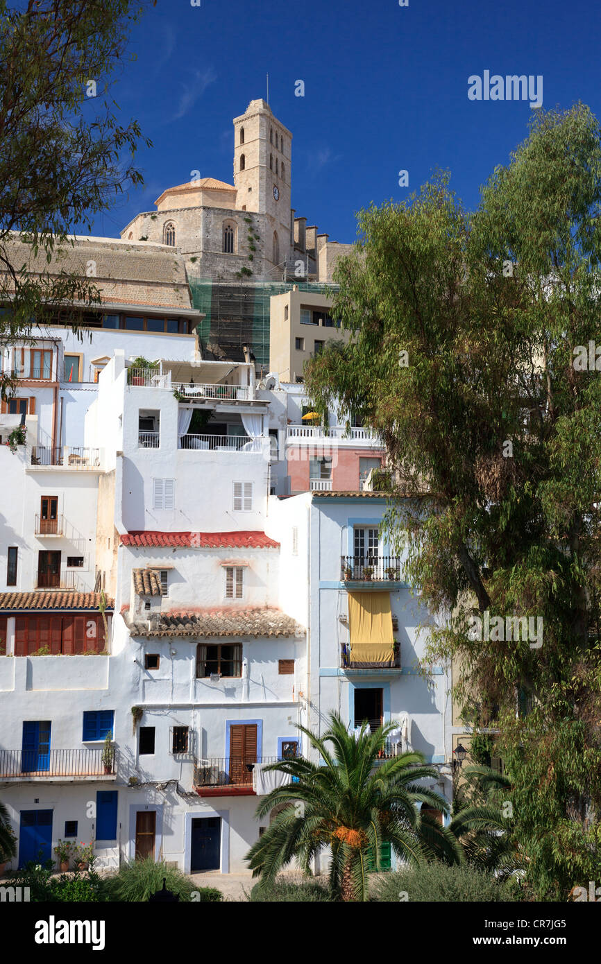 Isole Baleari Spagna, Ibiza, Ibiza città vecchia (sito UNESCO), Dalt Vila Foto Stock