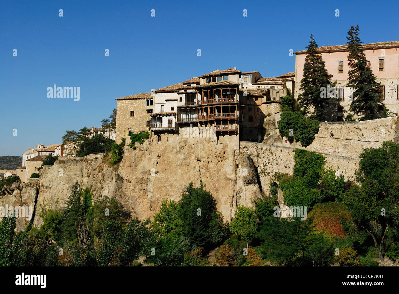 Spagna, Castilla la Mancha, Cuenca, città storica fortificata Patrimonio Mondiale dell'UNESCO, il centro storico e le case sospese, il Casas Foto Stock
