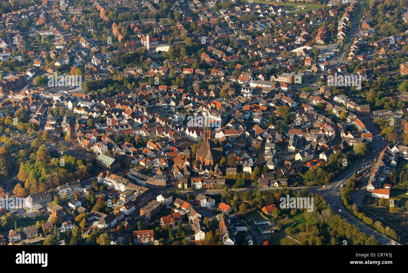 Vista aerea, centro città, Haltern am See, la zona della Ruhr, Renania settentrionale-Vestfalia, Germania, Europa Foto Stock