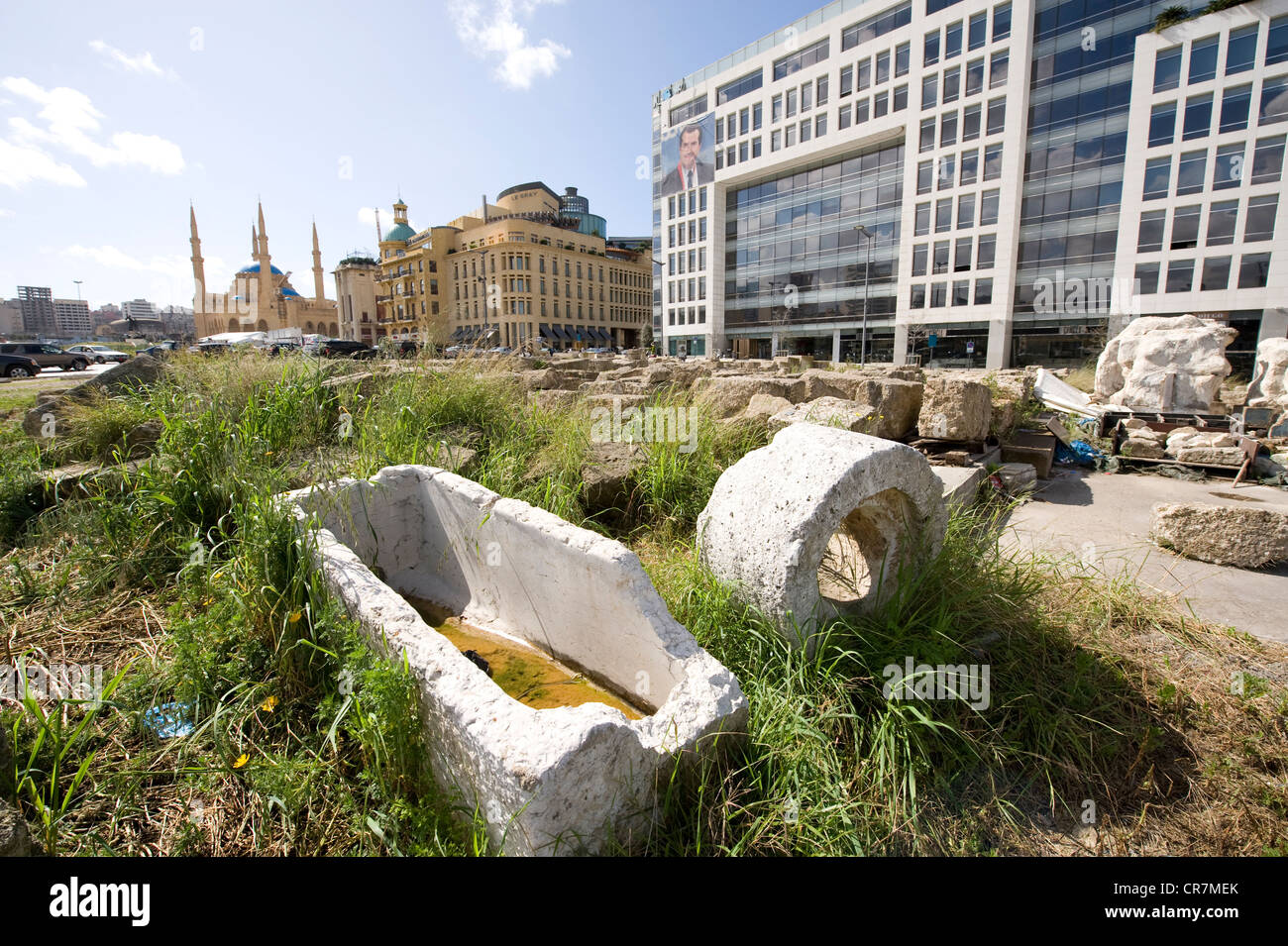 Il Libano, Beirut, centro città, quartiere della Città Bassa, scavi del porto fenicio Foto Stock