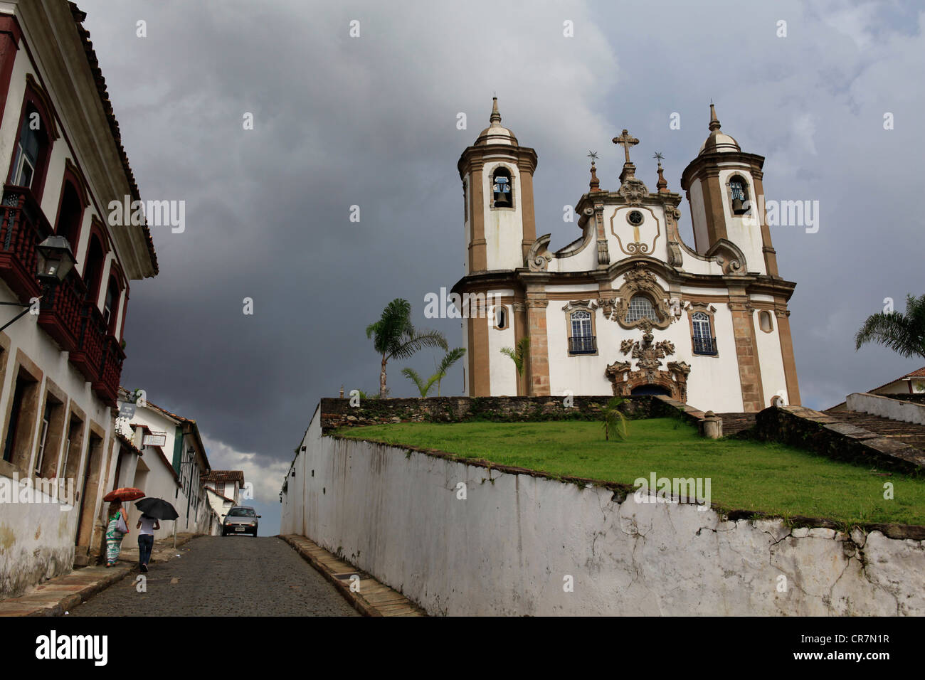 Brasil, Minas Gerais stato, Ouro Preto, facciata della chiesa Foto Stock