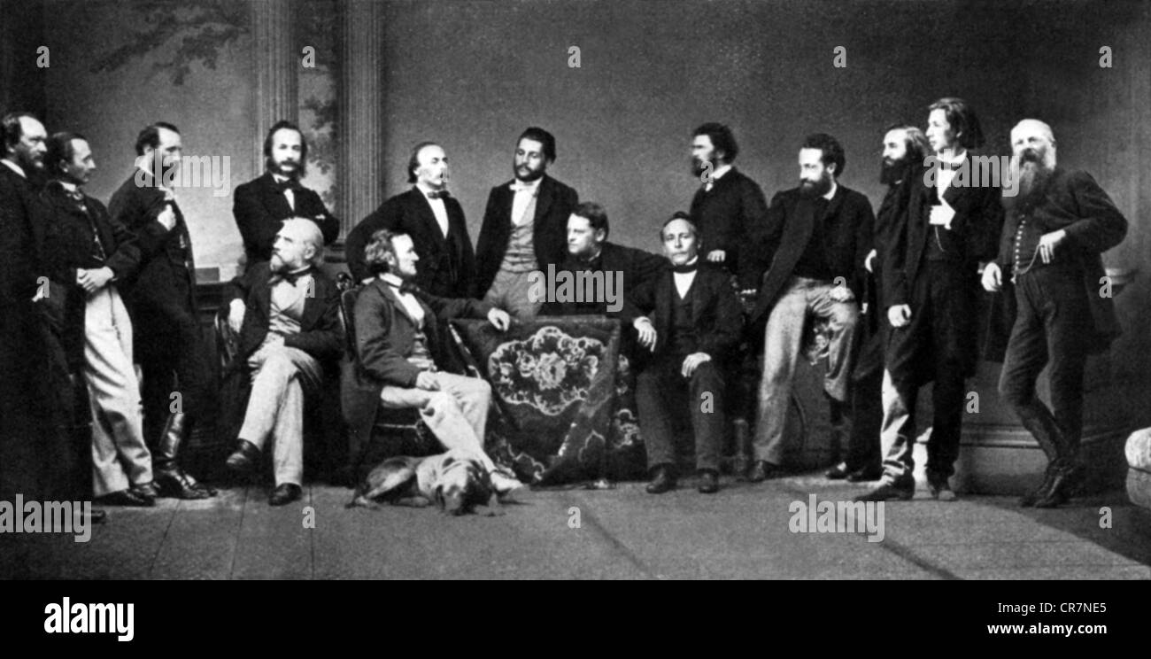 Wagner, Richard, 22.5.1813 - 13.2.1883, compositore tedesco, foto di gruppo, Munich Wagner Circle, 1865, Foto Stock