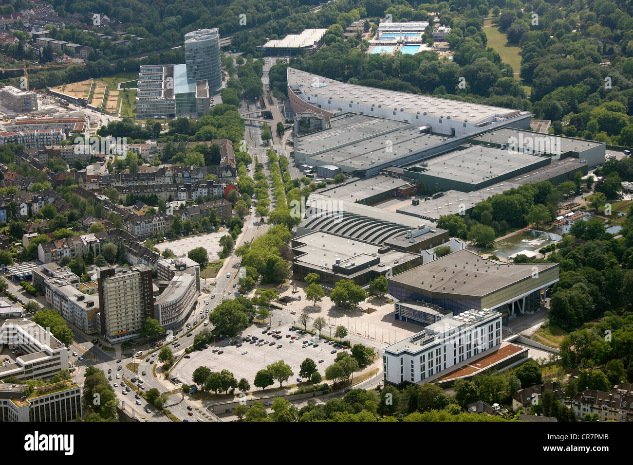 Vista aerea, Gruga Fiera, Essen, la zona della Ruhr, Renania settentrionale-Vestfalia, Germania, Europa Foto Stock