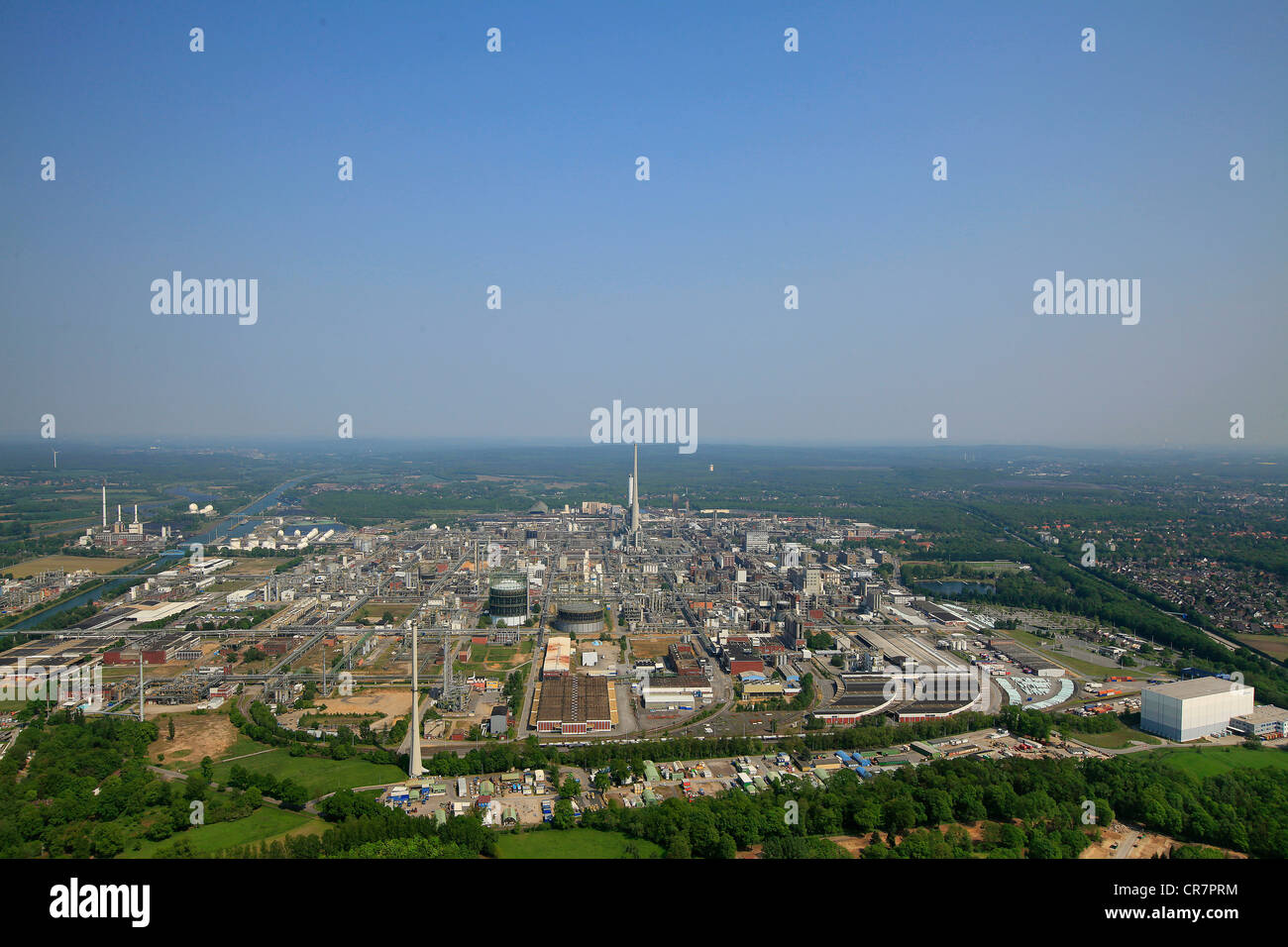 Vista aerea, Marl impianto chimico, CWH, Degussa, azienda Evonik, impianto chimico, demolita alloggiamento Duemmerweg station wagon, Recklinghausen Foto Stock