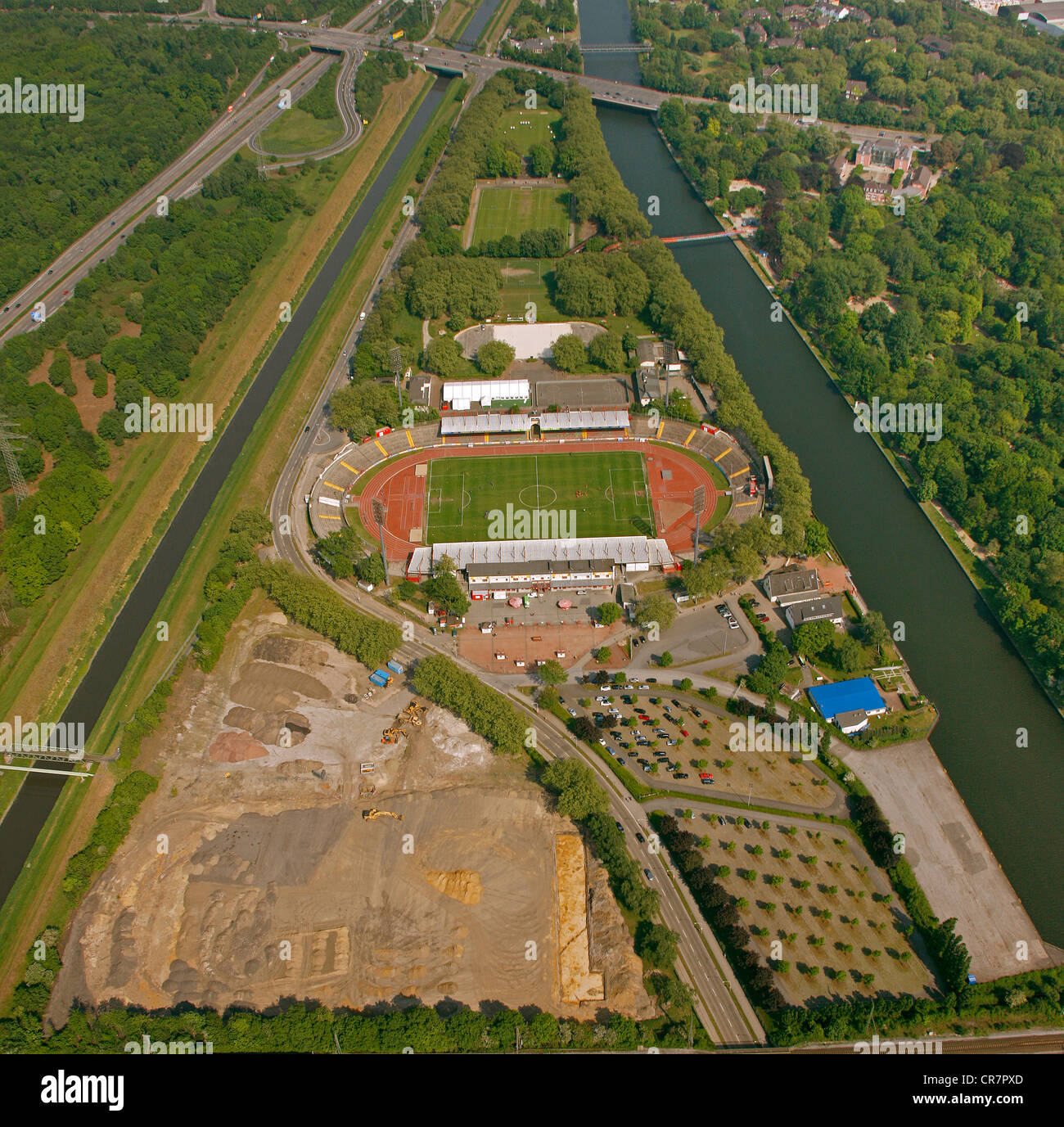 Vista aerea, Niederrheinstadion stadium, Oberhausen, la zona della Ruhr, Renania settentrionale-Vestfalia, Germania, Europa Foto Stock