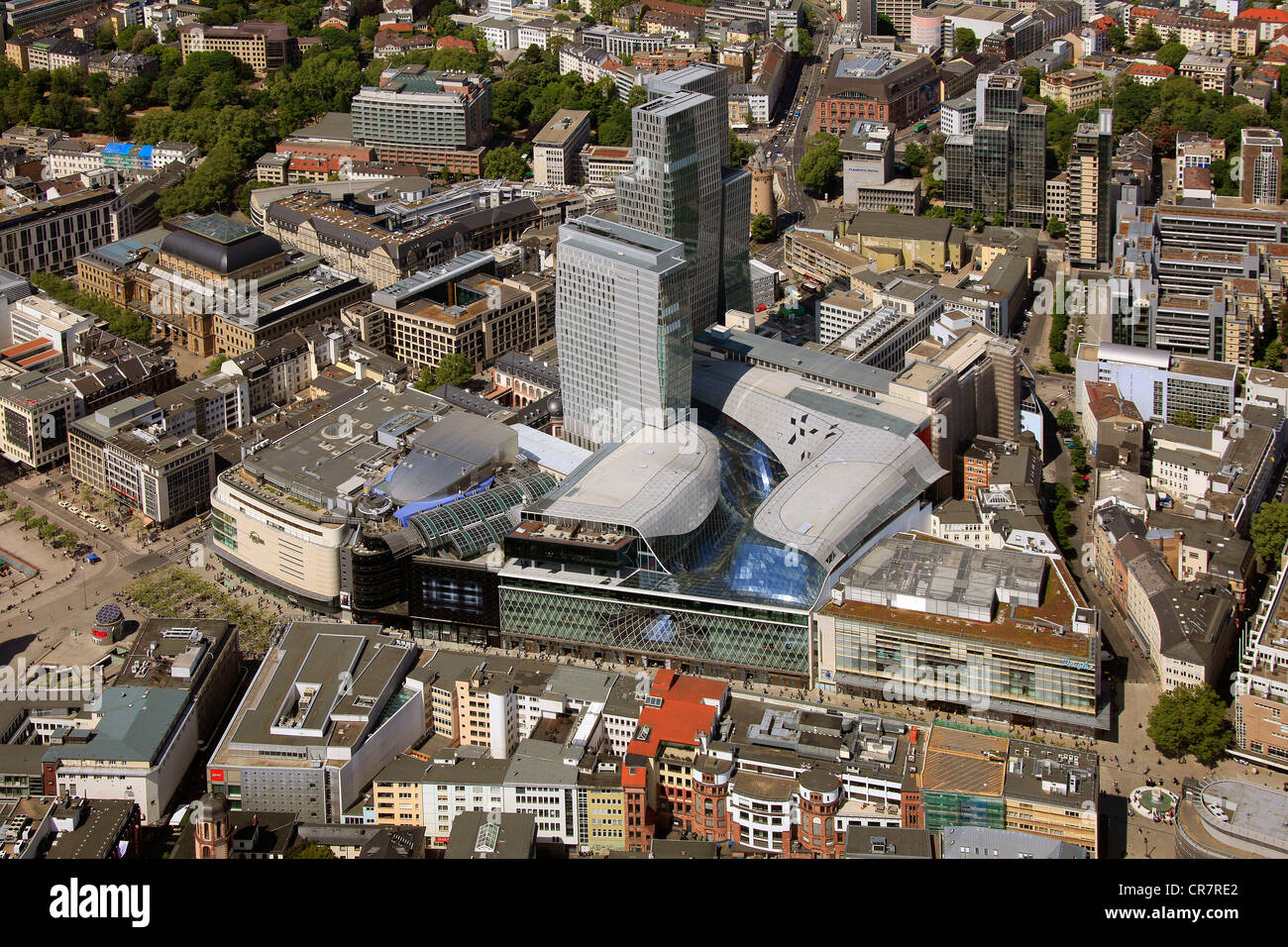 Vista aerea, Zeil shopping centre, Frankfurt am Main, Hesse, Germania, Europa Foto Stock