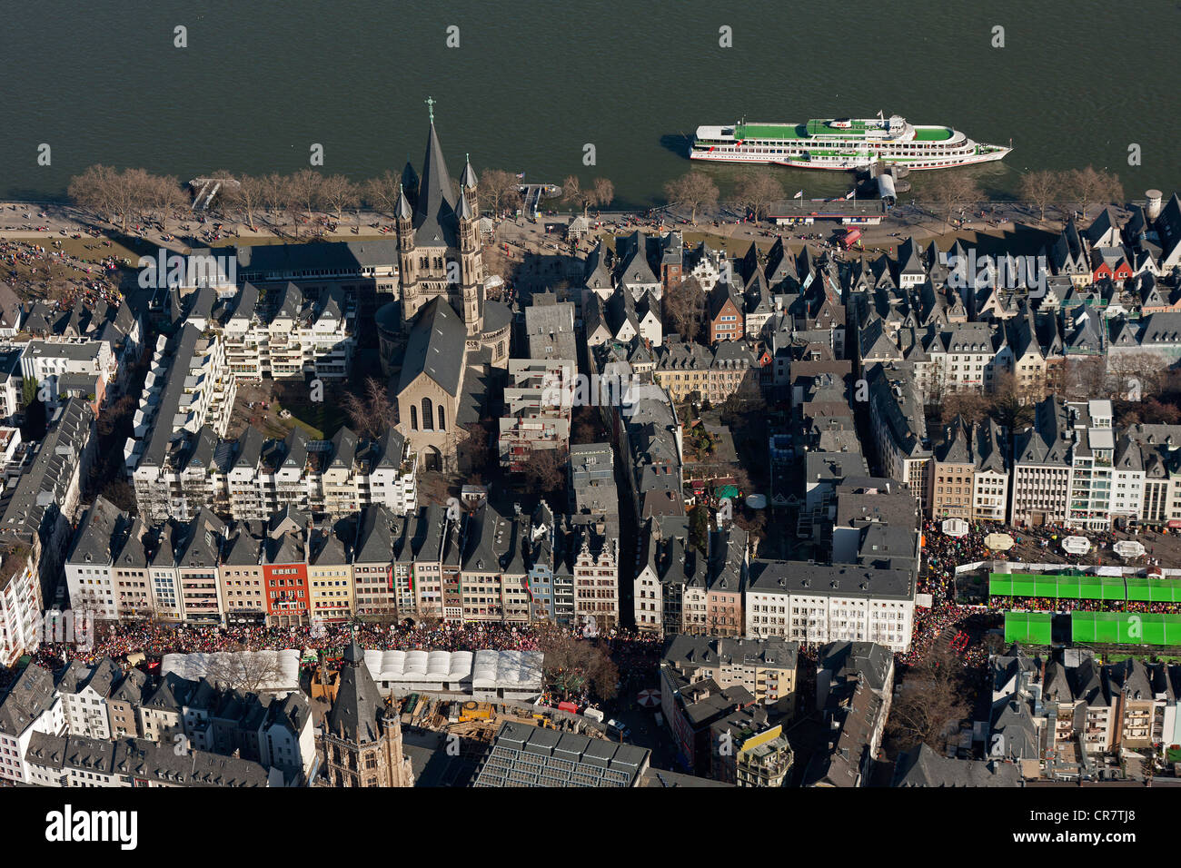 Vista aerea, sfilata di carnevale, la città vecchia di Colonia, nella Renania, Renania settentrionale-Vestfalia, Germania, Europa Foto Stock