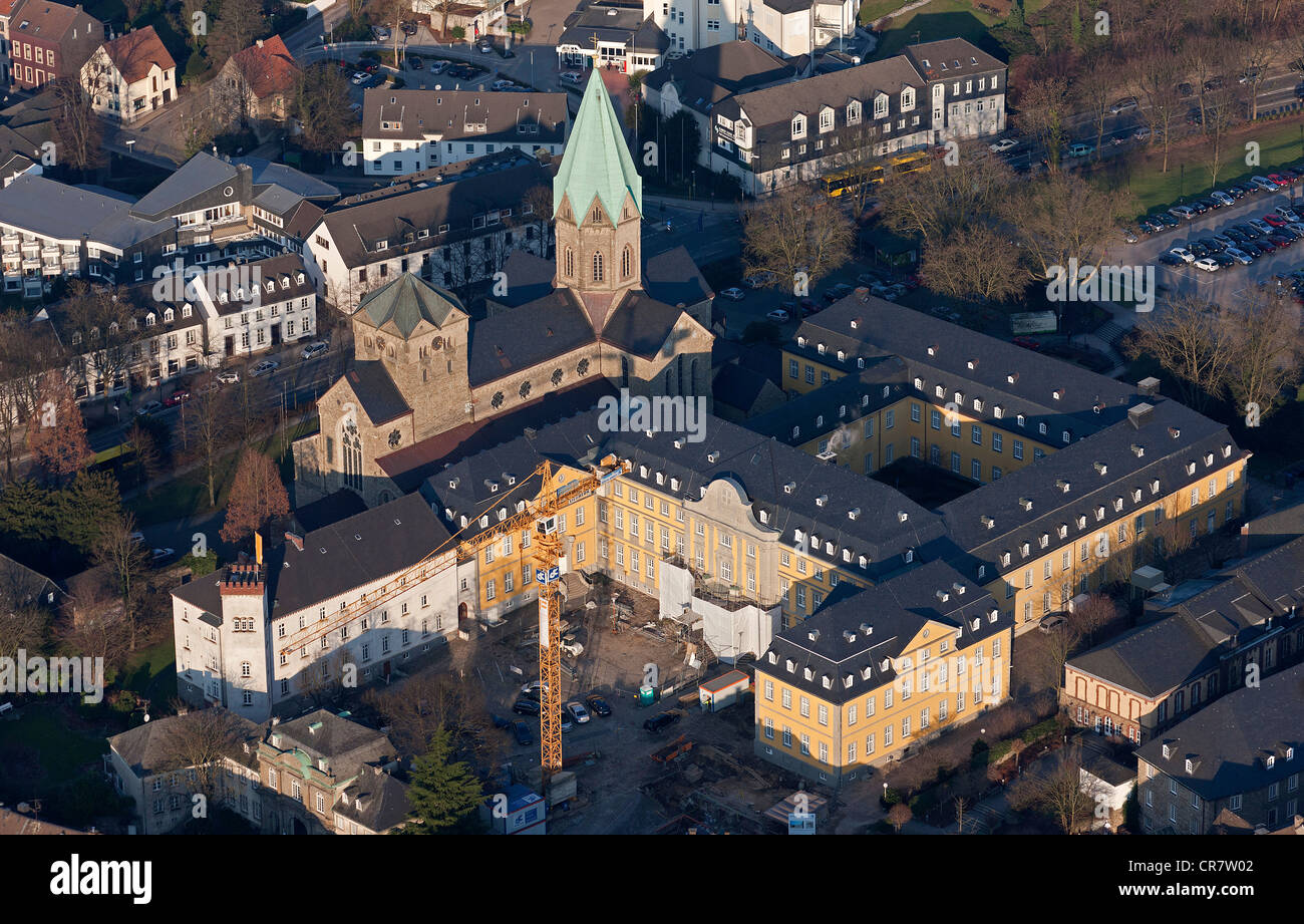 Vista aerea, Folkwang università delle arti, in Essen-Werden, Abtei Werden abbey, ristrutturazione dell'Università di Essen Foto Stock