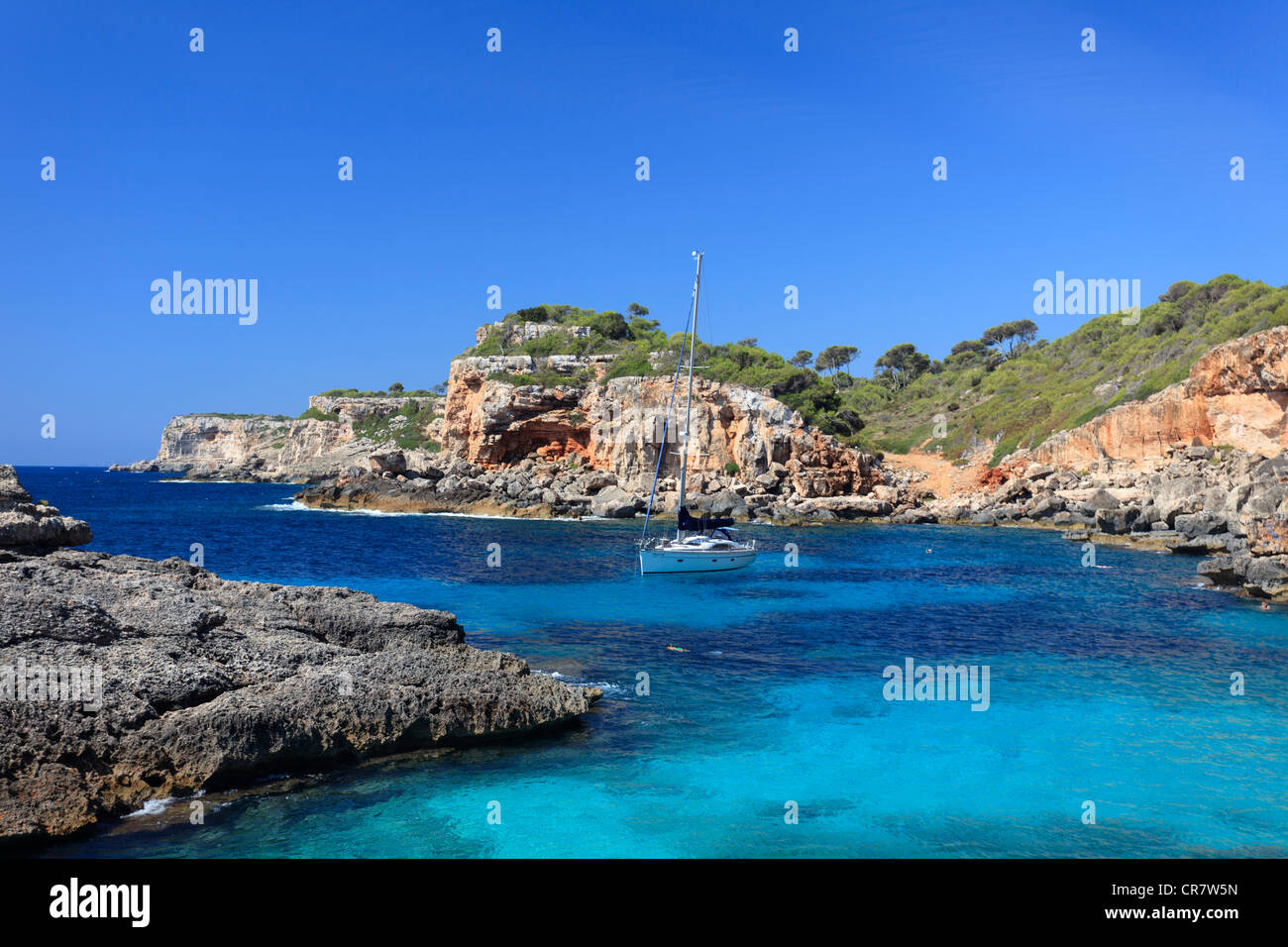 Isole Baleari Spagna Maiorca Cala S'Almonia Beach Foto Stock