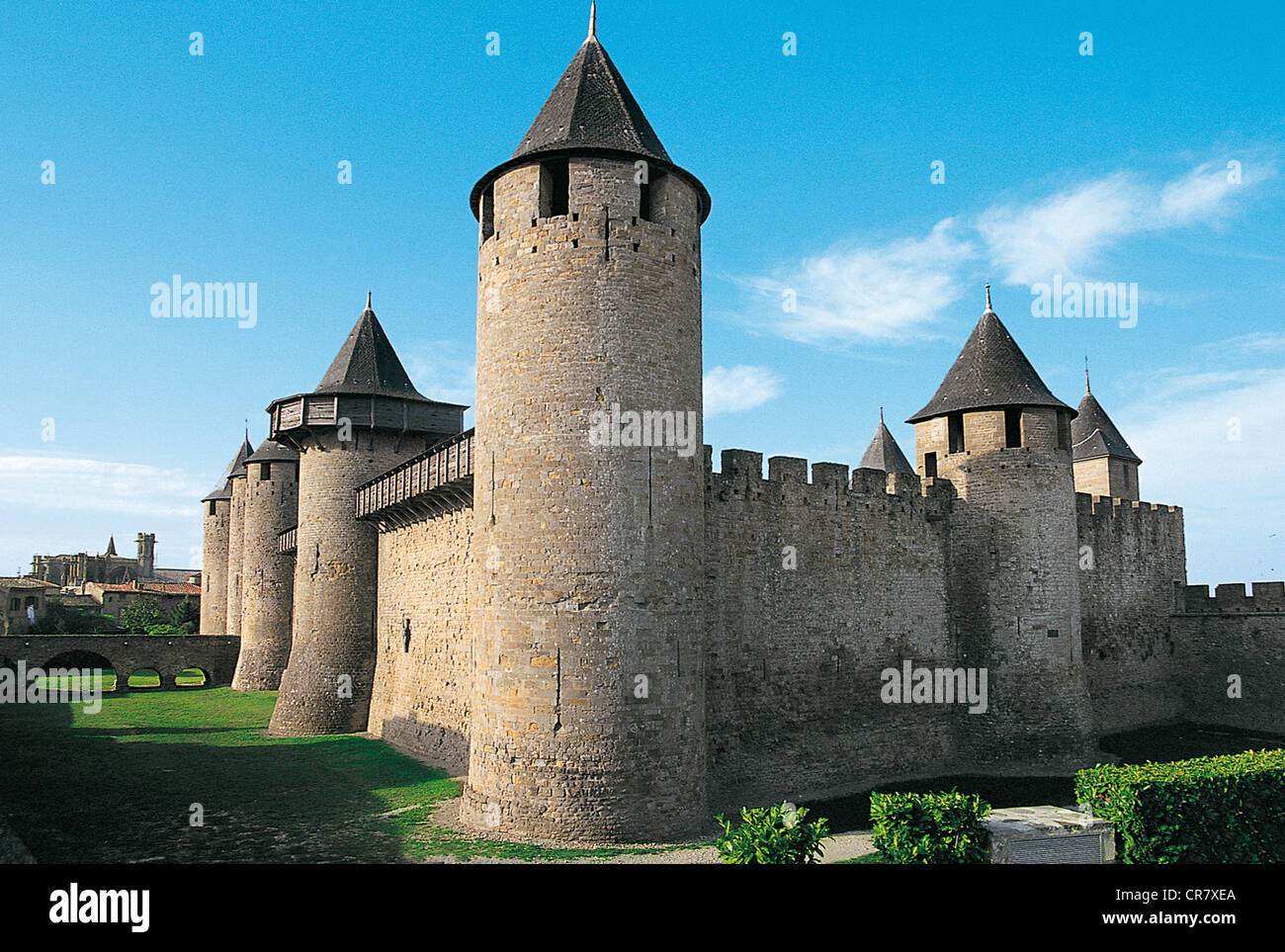 Francia, Aude, Carcassonne, città medievale Patrimonio Mondiale dell'UNESCO, il castello del conte Foto Stock