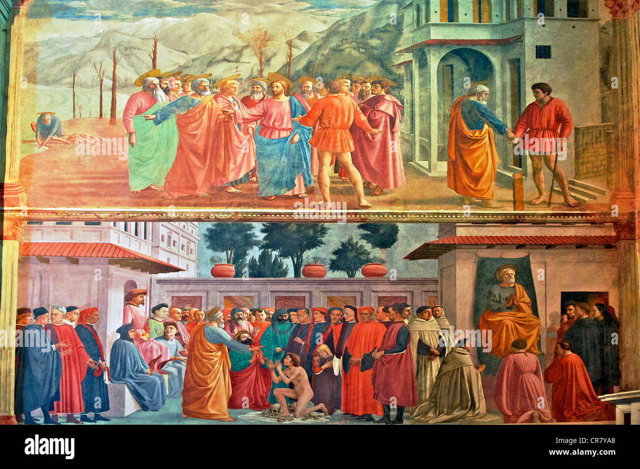 Gli affreschi della Cappella Brancacci di Santa Maria del Carmine a Firenze Italia Foto Stock