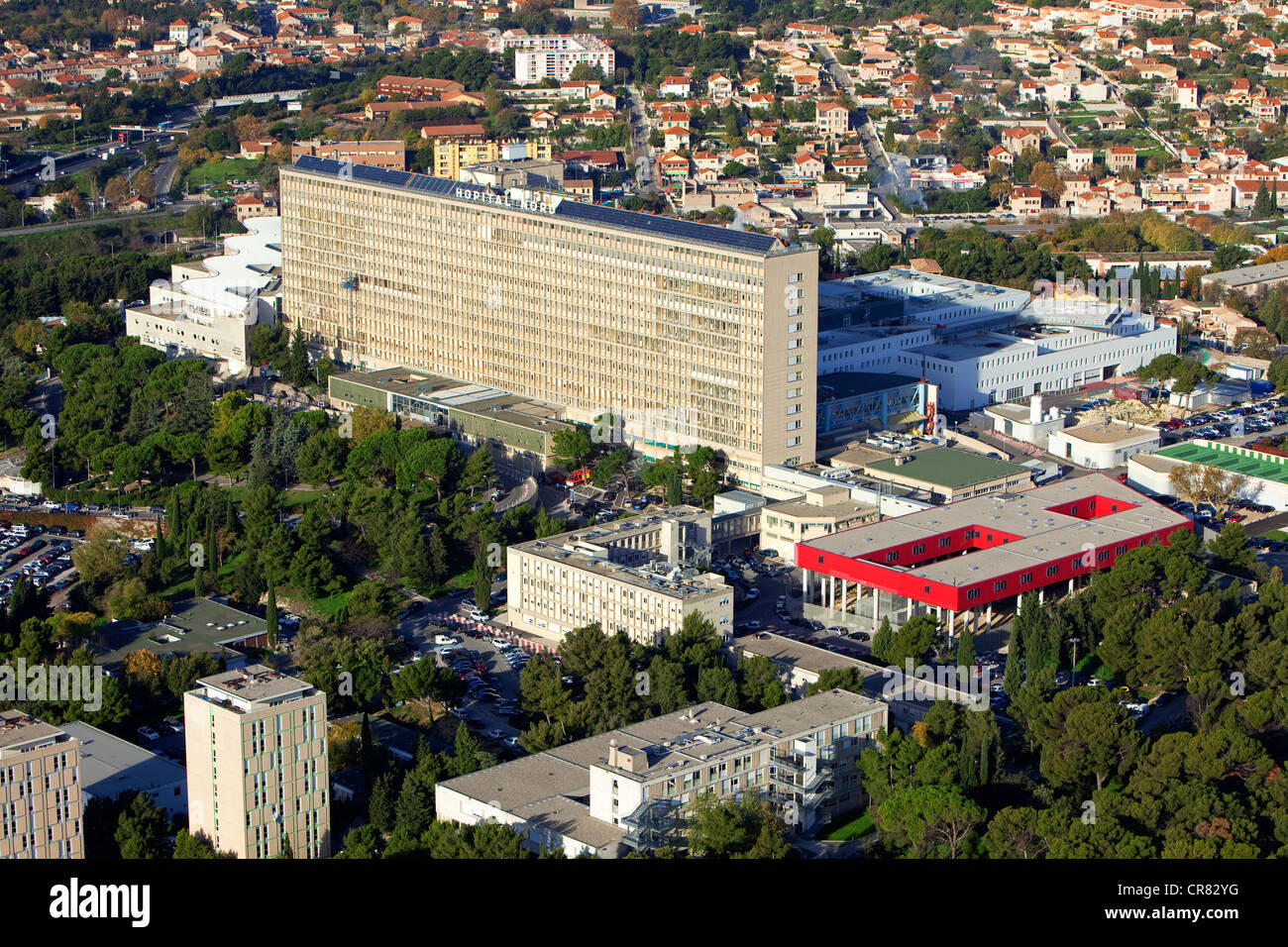 Francia, Bouches du Rhone, Marsiglia, capitale europea della cultura 2013, ospedale del nord (vista aerea) Foto Stock