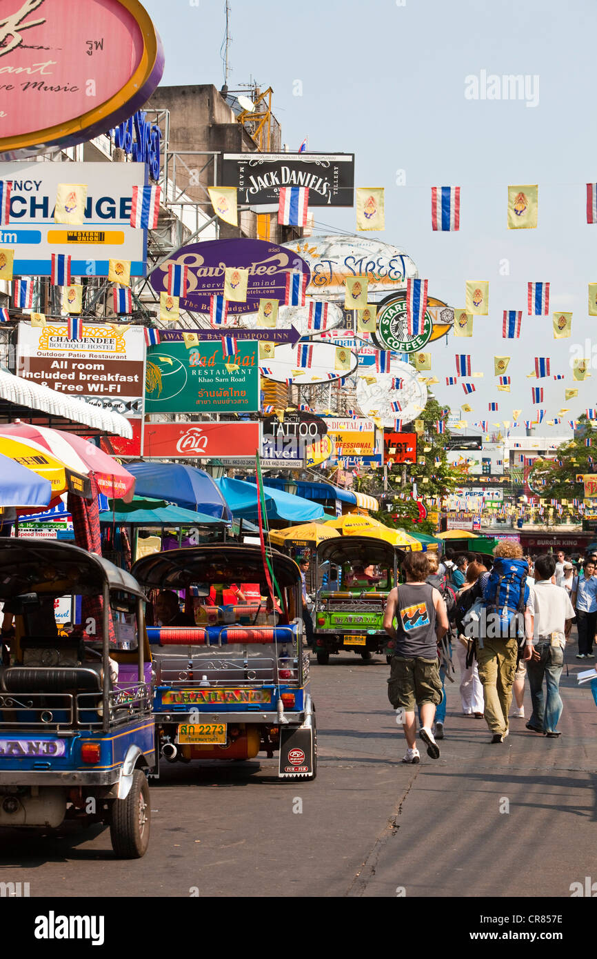 Thailandia, Bangkok, Khaosan Road District, Backpackers District Foto Stock