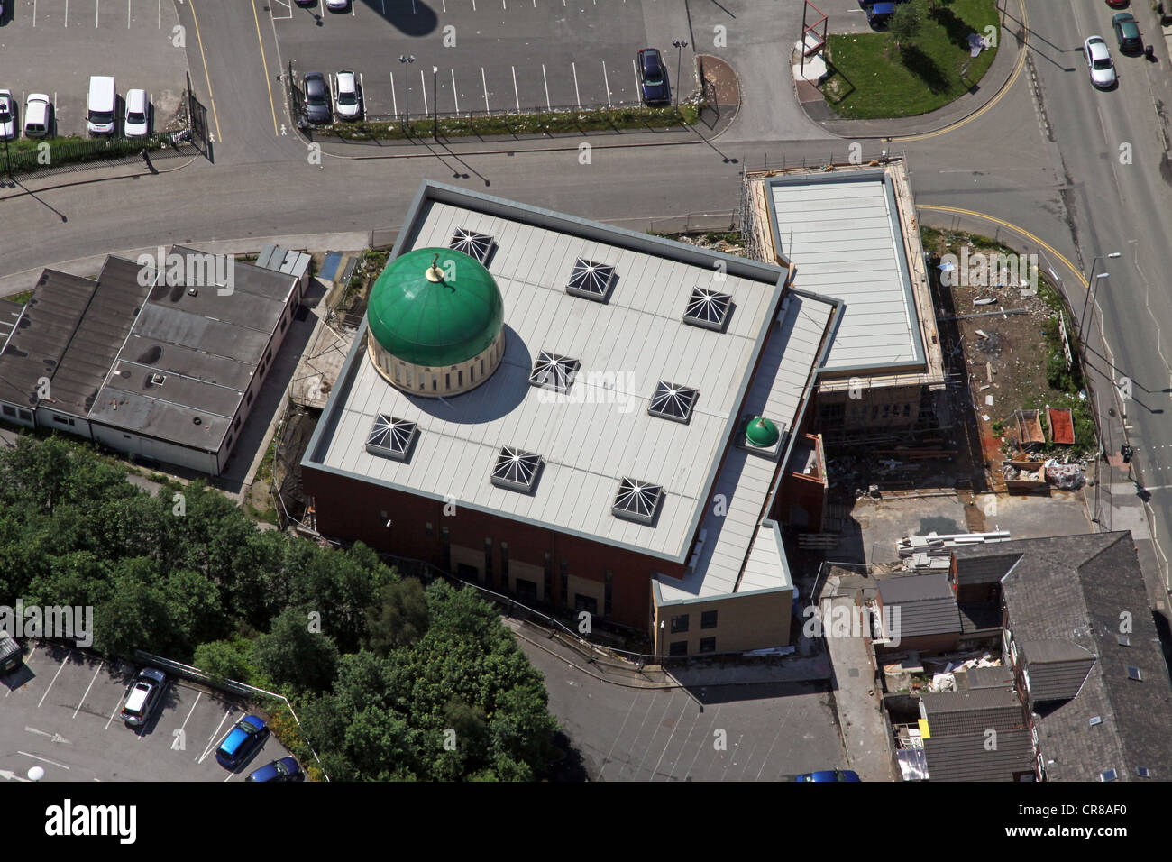 Vista aerea di una nuova moschea in Oldham Foto Stock