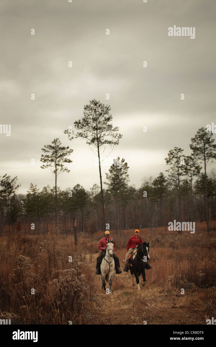 Due cacciatori a cavallo Foto Stock