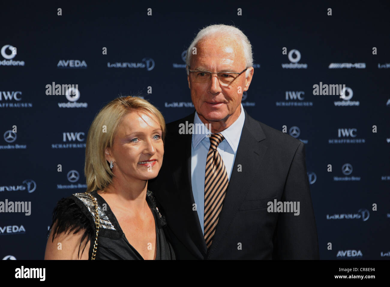 Franz Beckenbauer e sua moglie Heidi a Laureus Media Award 2010 in Kitzbuehel Austria, Europa Foto Stock