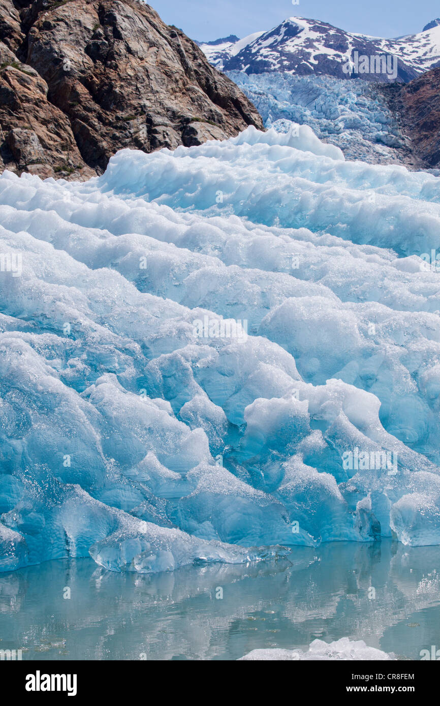 Blu ghiaccio a Tracy ghiacciaio del braccio Foto Stock