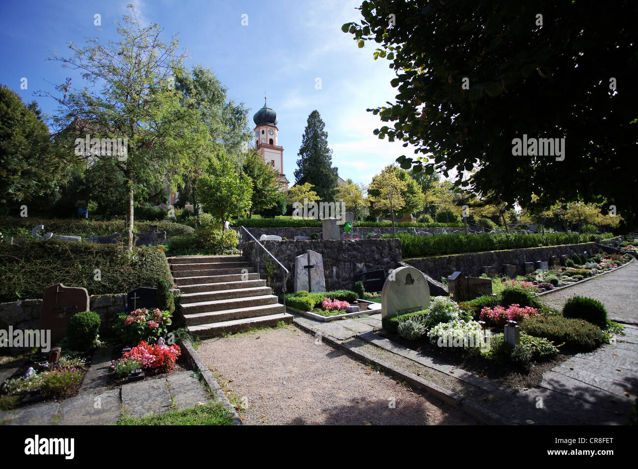 Cimitero di San Trudpert monastero benedettino, Muenstertal, Breisgau area, Foresta Nera meridionale, Baden-Wuerttemberg Foto Stock