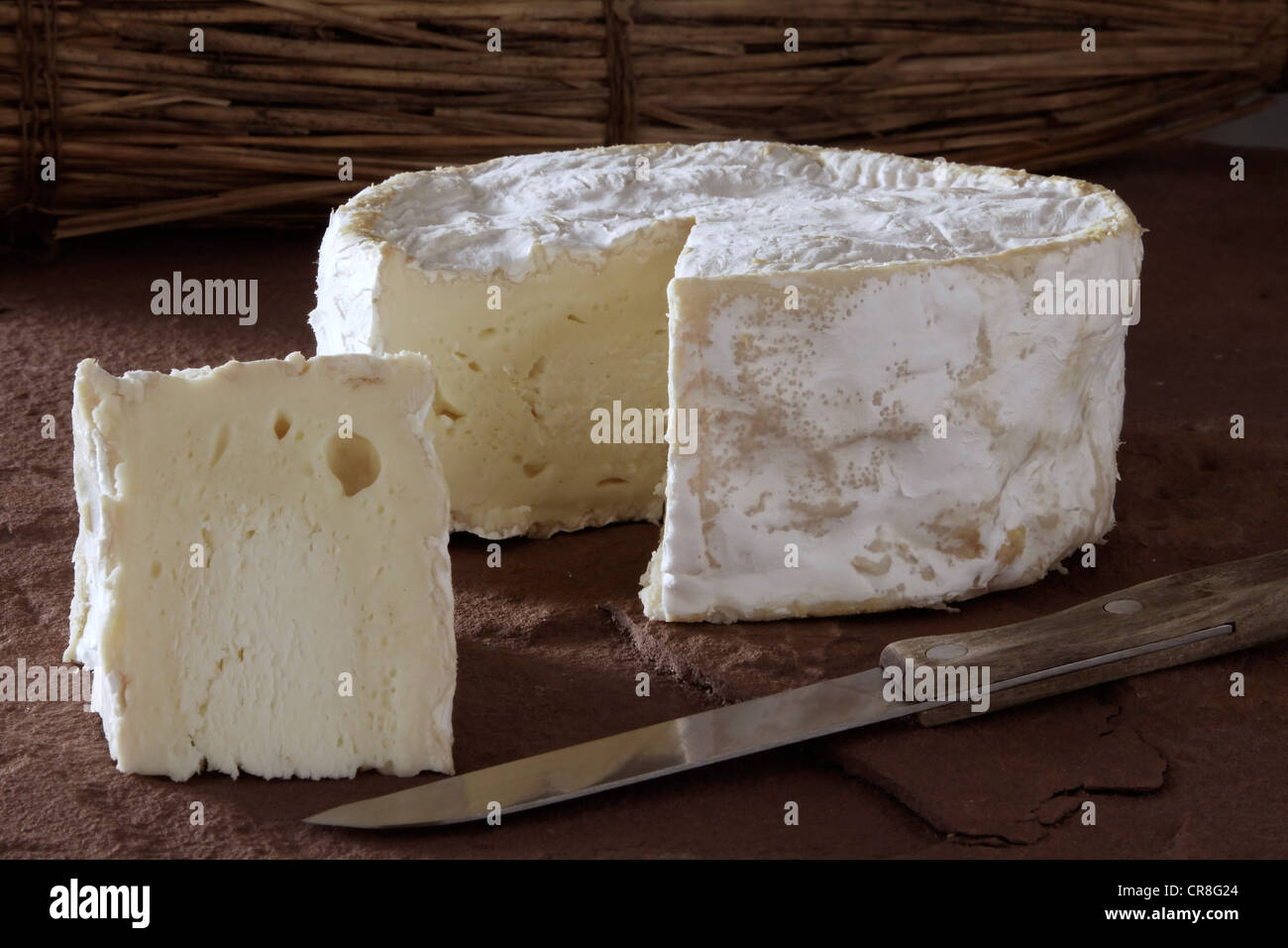 Francese di formaggio morbido su pietra arenaria Foto Stock