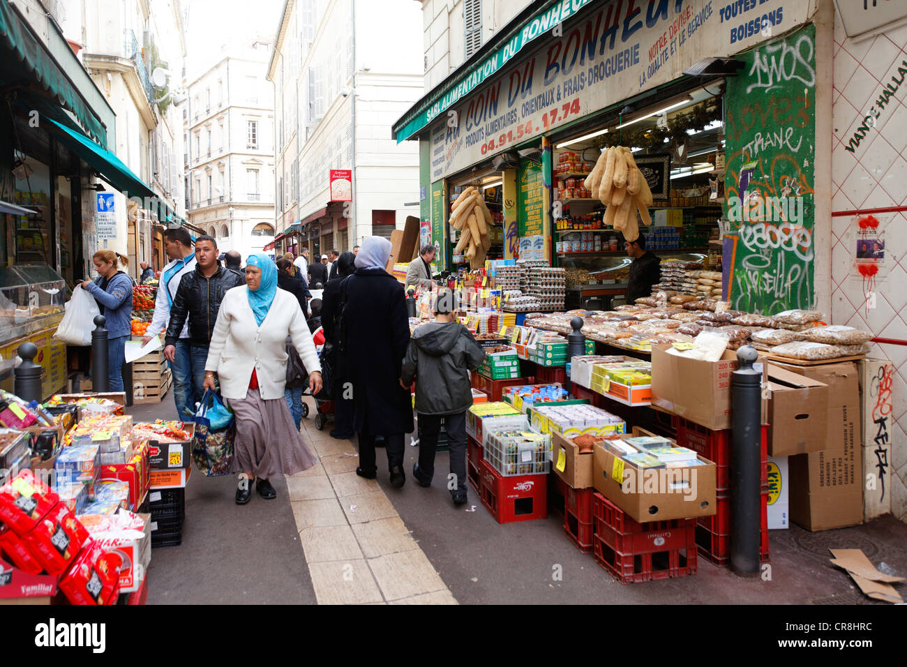 Francia, Bouches du Rhone, Marsiglia, Rue Longue des Capucins, 3, Cappucini market Foto Stock