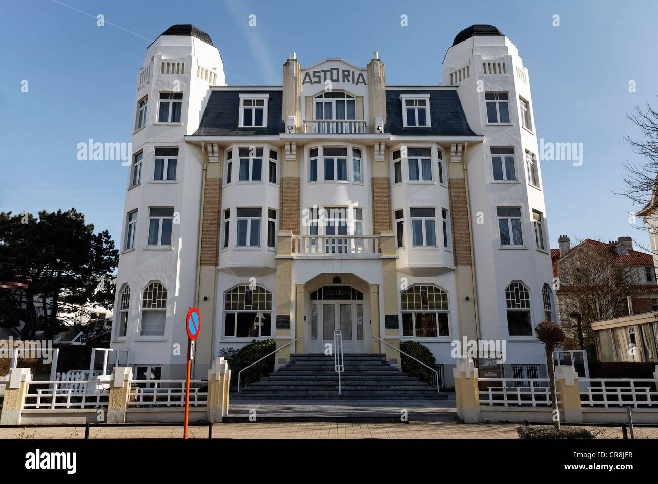 Astoria Hotel, in stile Art Deco, De Haan, Fiandre Occidentali, Belgio, Europa Foto Stock