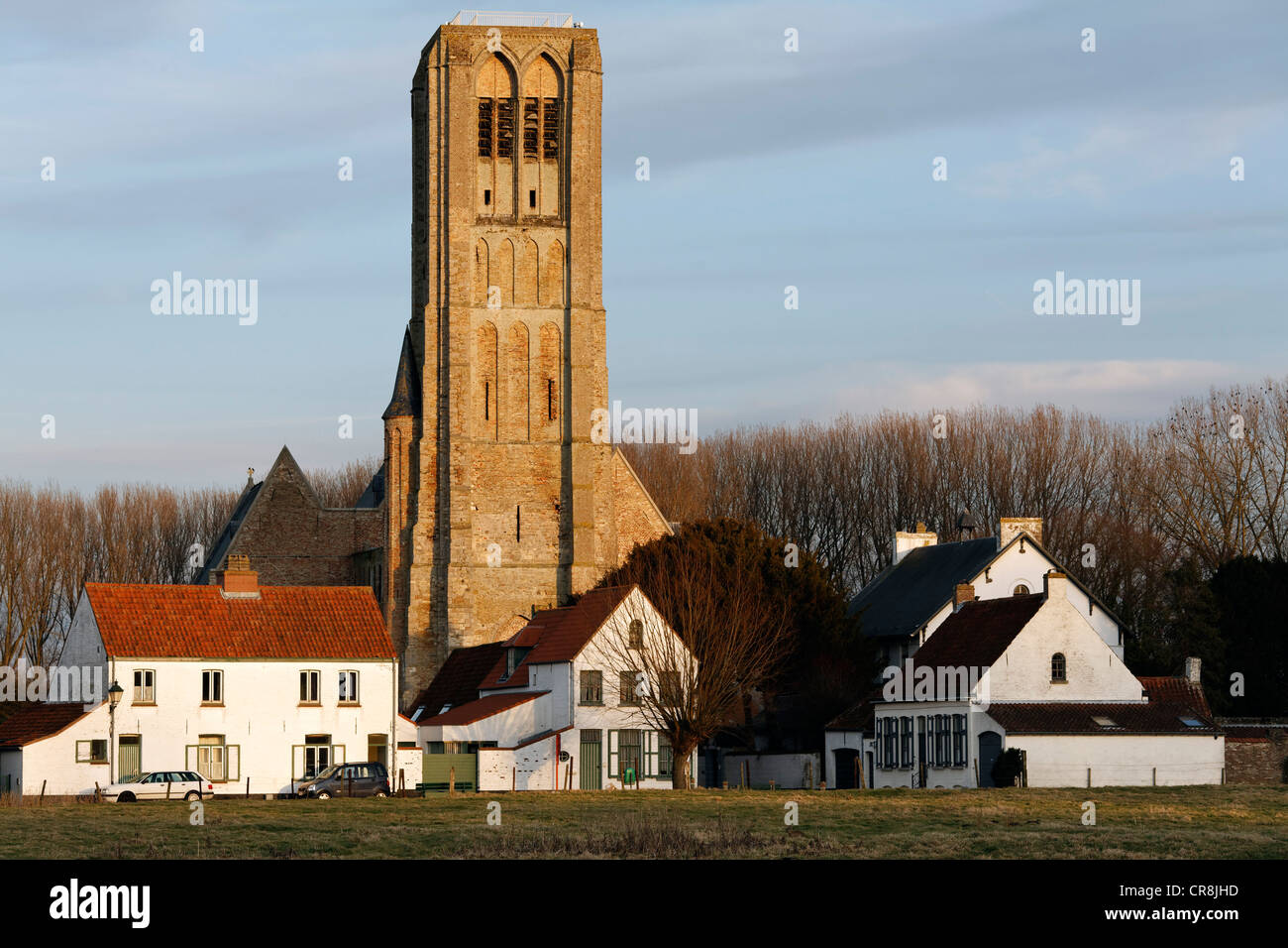 Città medievale di Damme, Onze-Lieve-Vrouwkerk, la Chiesa di Nostra Signora, Fiandre Occidentali, Belgio, Europa Foto Stock