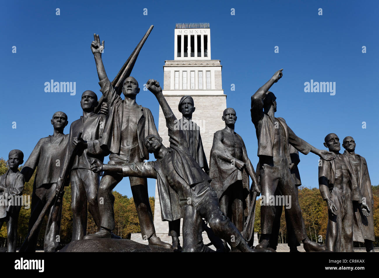 Combattenti della resistenza, gruppo di statue di Fritz Cremer, monumento sul monte Ettersberg, Gedenkstaette Buchenwald memoriale, Foto Stock