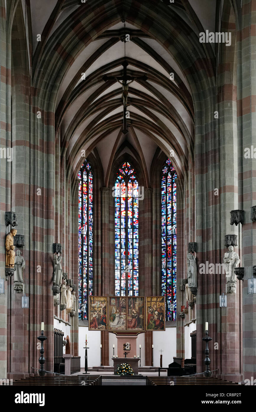 Sala gotica chiesa cappella Marienkapelle, Wuerzburg, bassa Franconia, Baviera, Germania, Europa Foto Stock