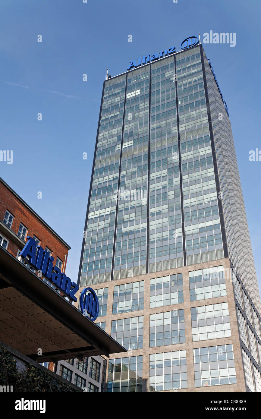 Treptowers, grattacielo di amministrazione della Allianz Berlino Treptow district, Berlino, Germania, Europa Foto Stock