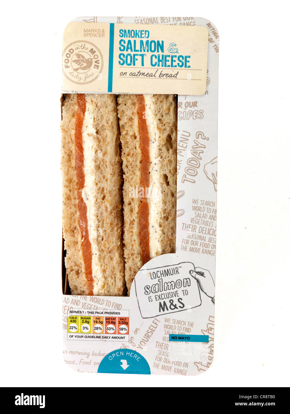 Salmone affumicato e formaggio morbido panino Foto Stock