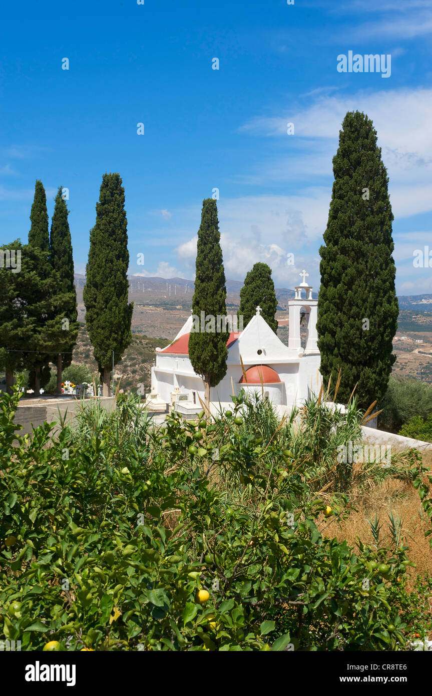 Chiesa del Nomos Altopiano di Lassithi, Creta, Grecia, Europa Foto Stock