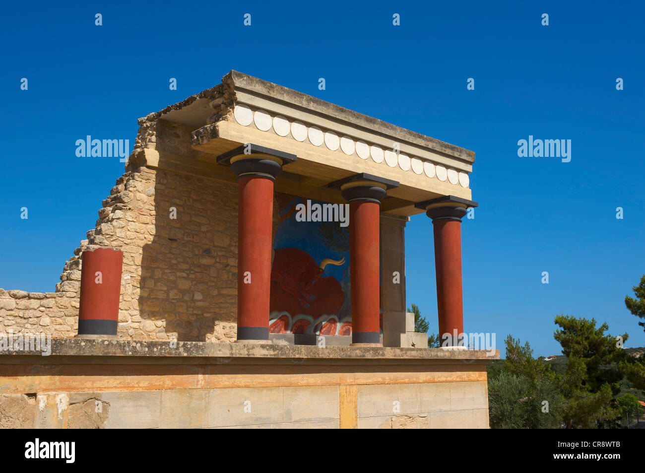Gli scavi archeologici di palazzo minoico di Cnosso, Heraklion, Creta, Grecia, Europa Foto Stock