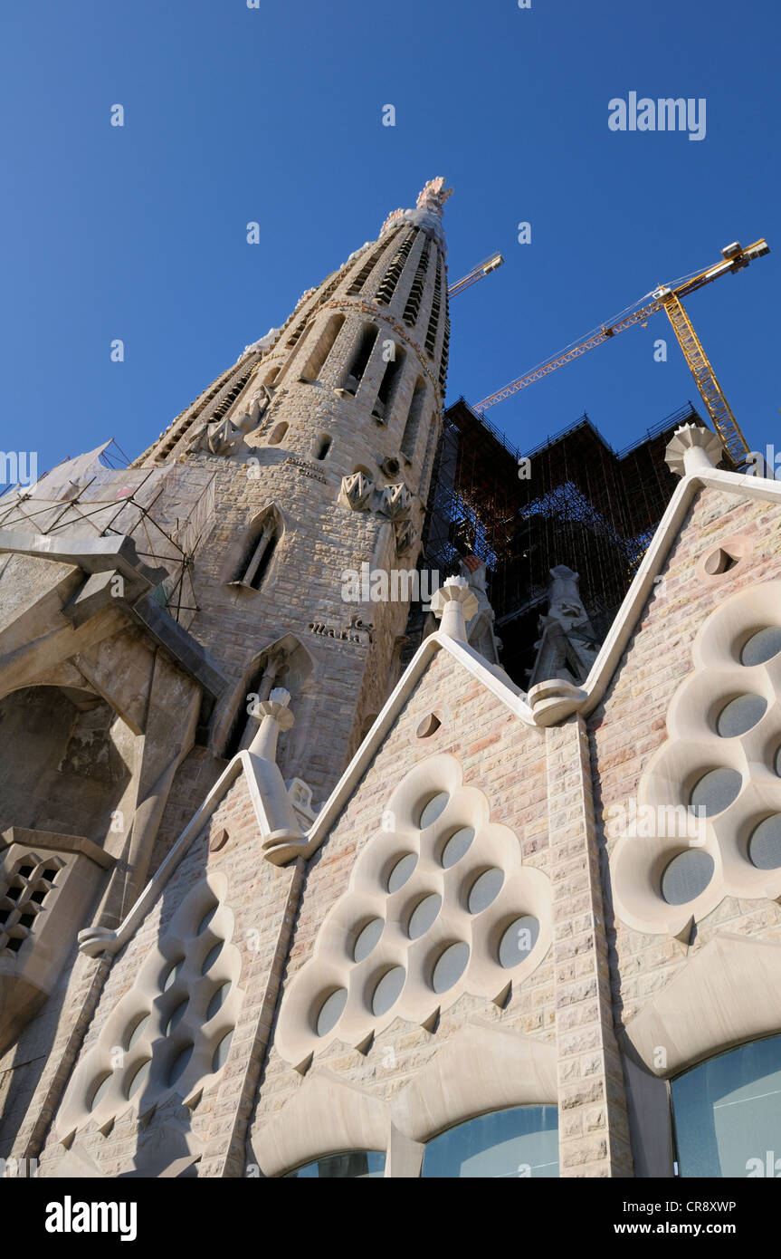 La Sagrada Familia, Temple Expiatori de la Sagrada Familia, Basilica e chiesa espiatorio della Santa Famiglia, Barcellona Foto Stock